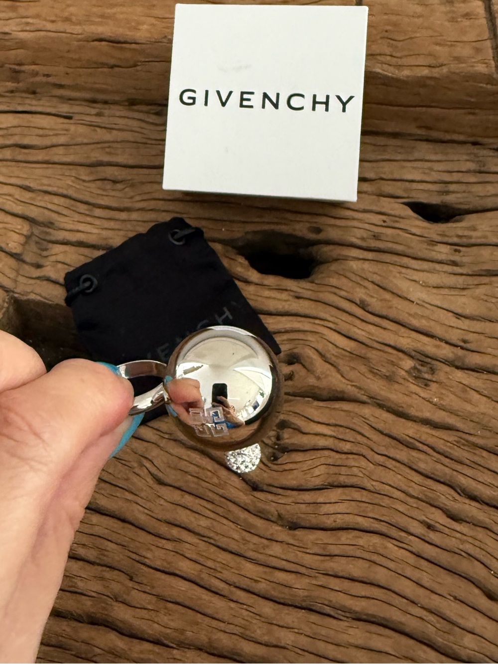 Givenchy Silver Double-Sphere Drop ring - Picture 4 of 9